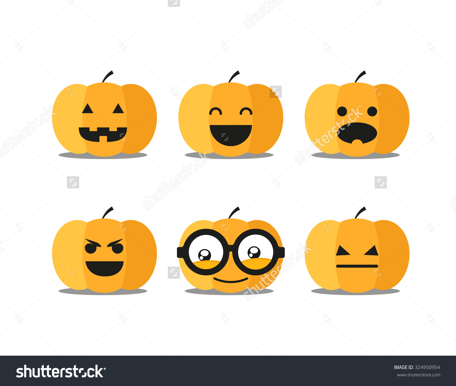 Different helloween pumpkin faces clip-art Preview. Save to a lightbox