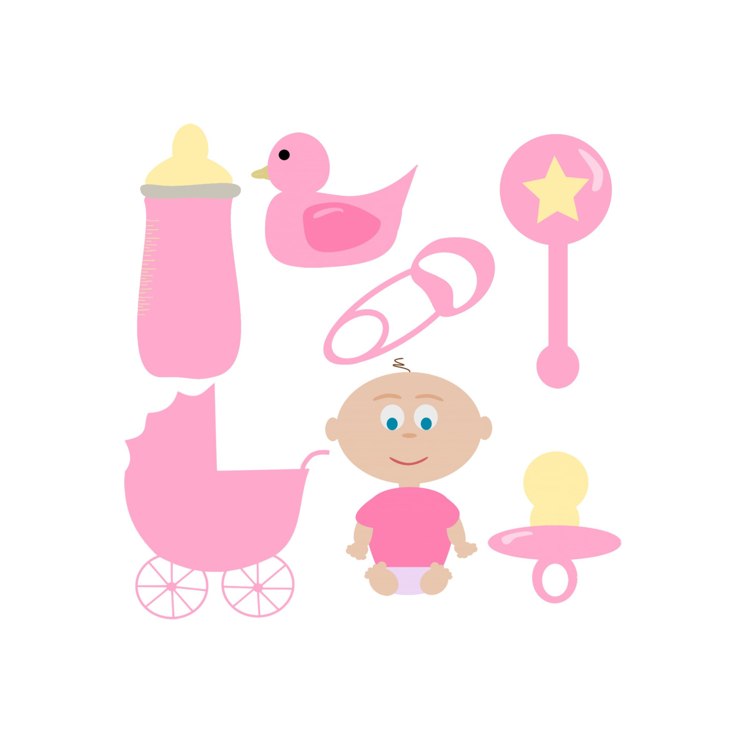 Digital Baby Girl Clip Art Baby Clipart Light Pink Baby Shower Hand