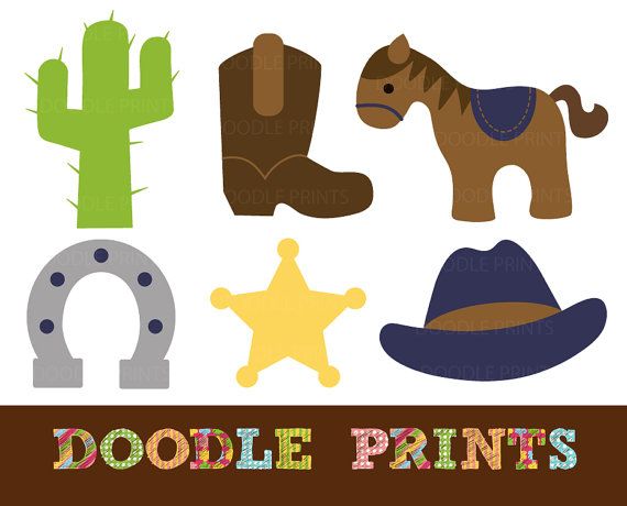 Digital Clip Art Printable - Cowboy Western Clipart Design - Texas Rodeo - Personal Use Only