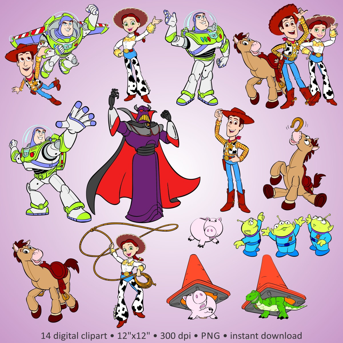 Digital Clipart u0026quot;Toy Storyu0026quot; cartoon characters Disney, fantastic party friends, drawing funny pictures for scrapbook