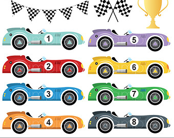 Digital clipart - Vintage Racing Cars for scrapbooking, paper crafts invitation cards making, invitations, only FOR PERSONAL USE