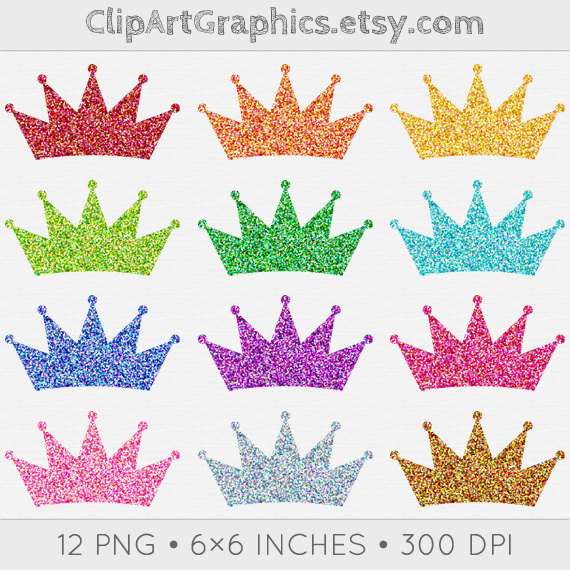 Digital Glitter Crown Clip Art Princess Crown Clipart Sparkly Digital