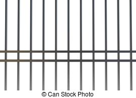... Digitally generated metal prison bars on white background