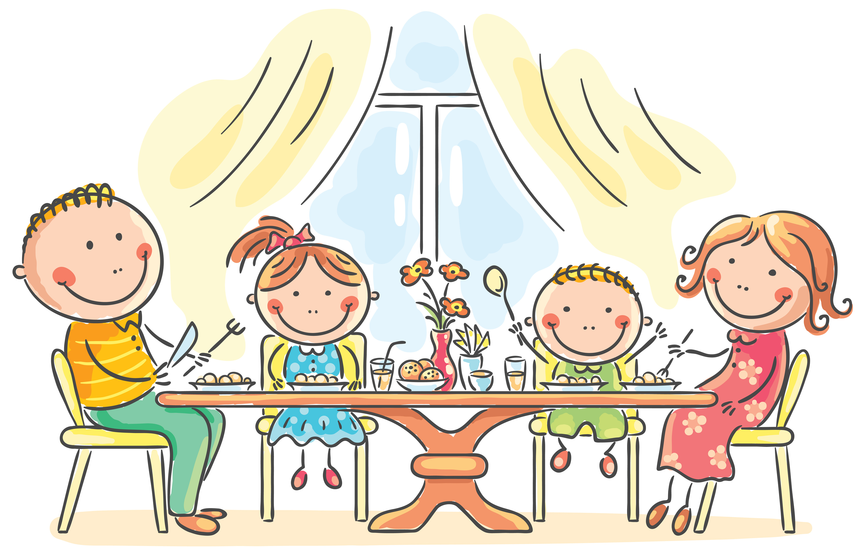 Dining With Him By Karol Ladd - Family Eating Clipart