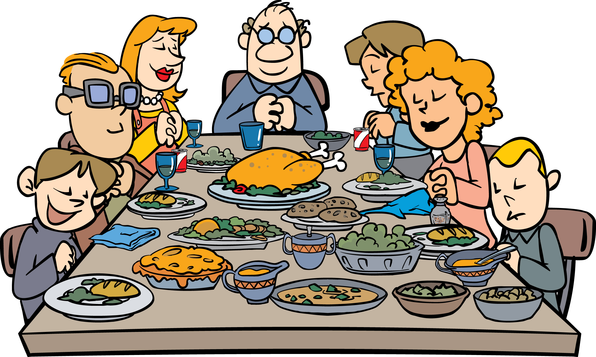 Family Eating Dinner Clipart.