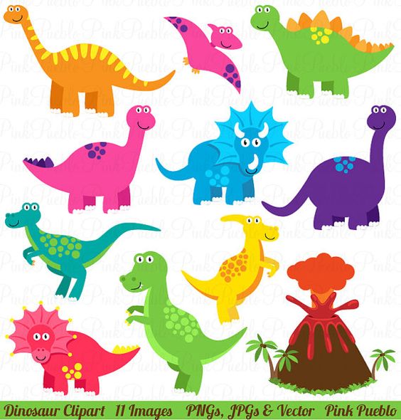 Dinosaur Clip Art Clipart, Great for Birthday Party Invitations - Commercial and Personal