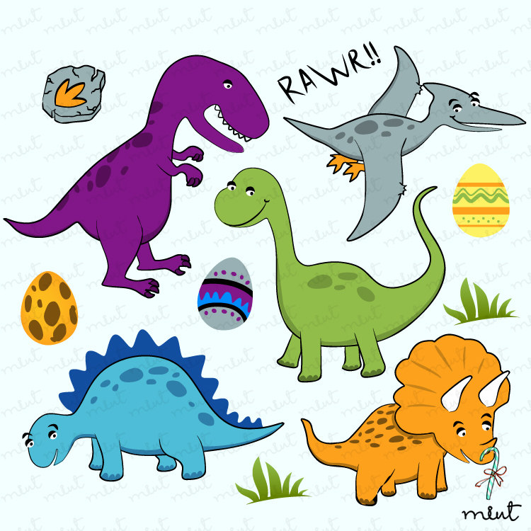 Dinosaur Digital Clip Art Set For Scrapbooking By Memomint On Etsy