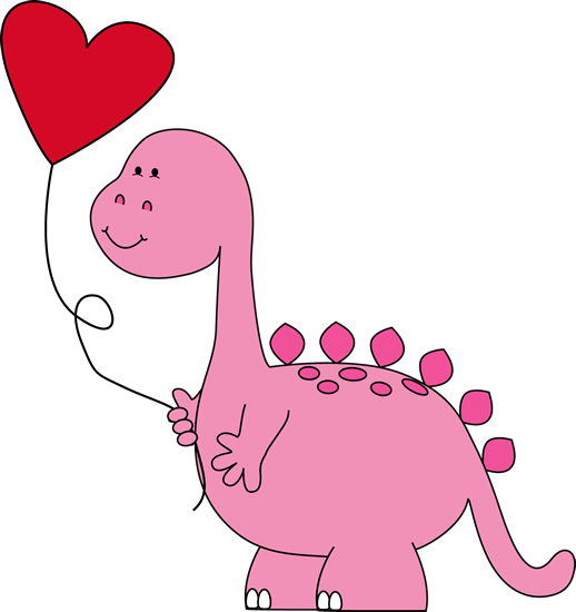 Dinosaur Valentine Balloon - Valentine Day Clipart