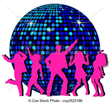 Disco Ball and dancing . - Disco Clipart