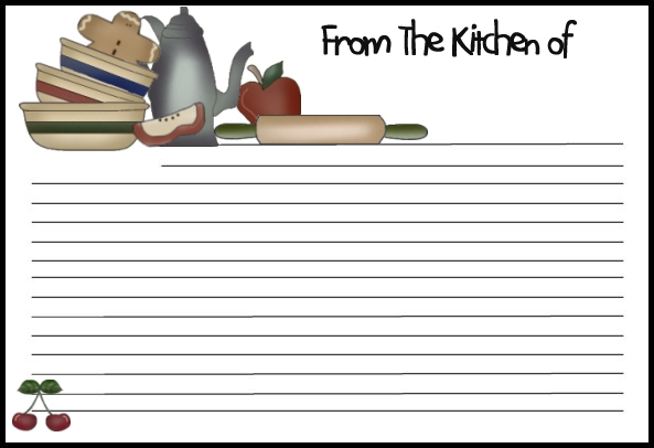... Dishes, ... - Recipe Card Clipart