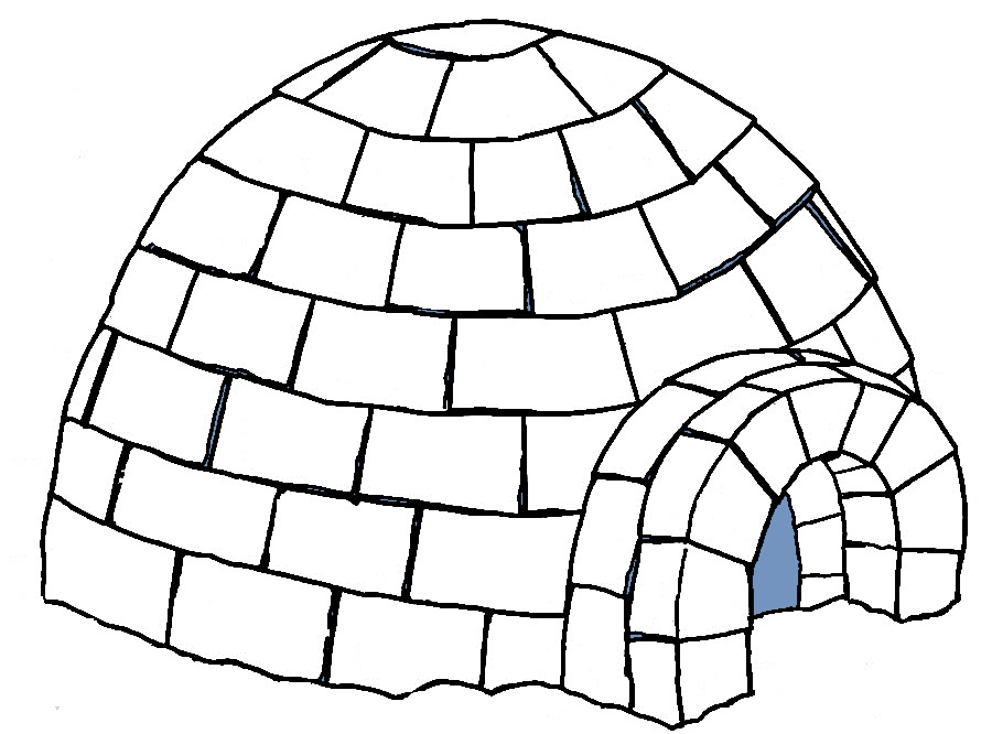 Igloo clip art black and whit