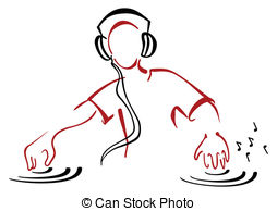 ... DJ behind console - Illustration of DJ mixing music isolated.