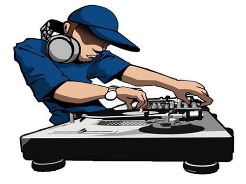 ... DJ behind console - Illus