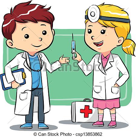 ... Doctor Kids - Kids playing to be a doctors. Vector EPS8 file Doctor Kids Clip Art ...