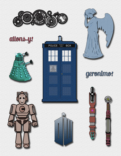Doctor Who Clipart - A Doctor Who Clip Art set for decorations, cards, or Doctor Who birthday invitations, Dalek, Tardis Dr. Who Cybermen | Pinterest ...