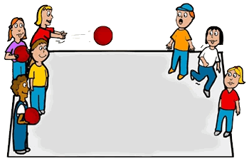 Cartoon boys playing dodgebal