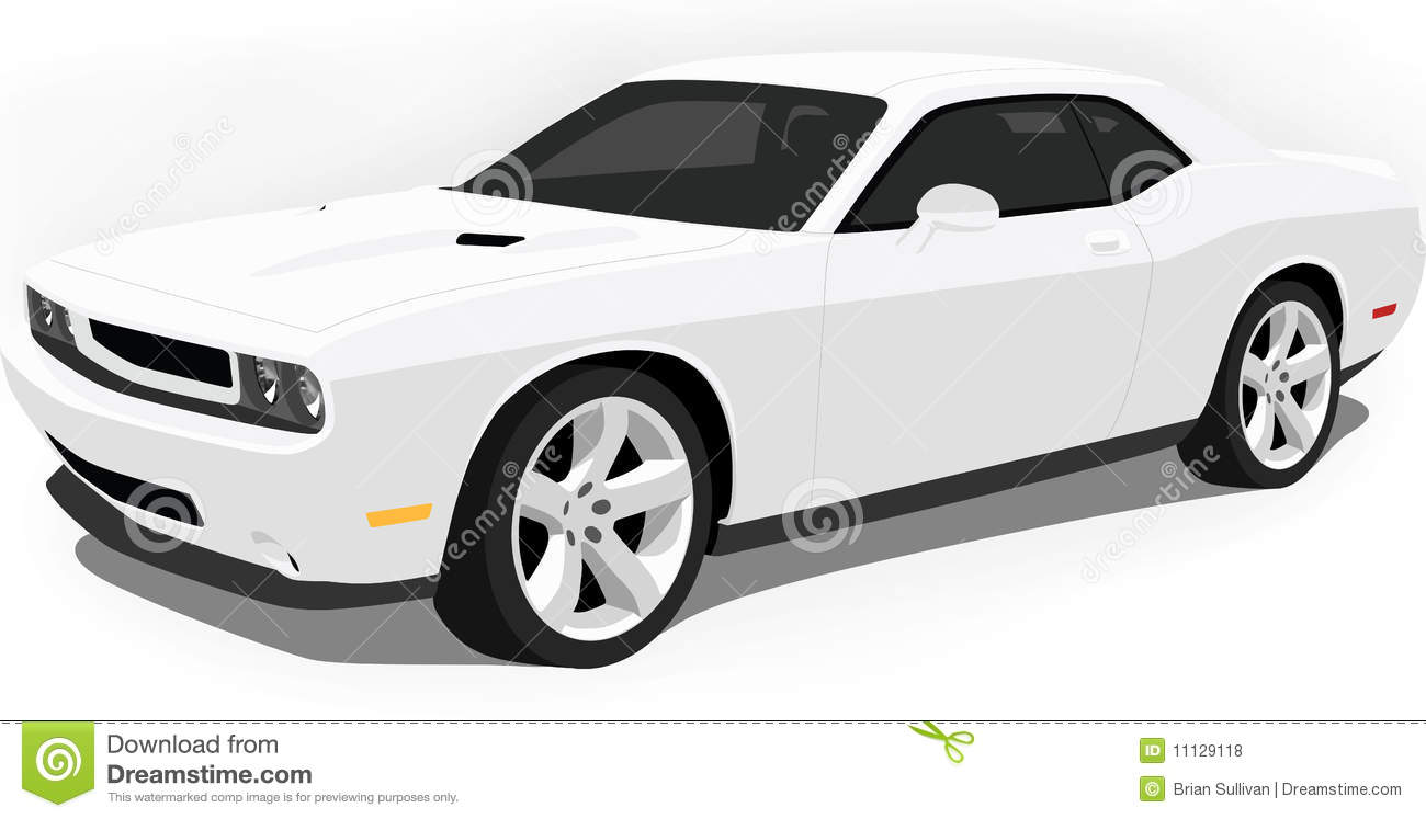 Dodge Challenger Muscle Car On White. A Vector .eps illustration of an  American Dodge