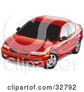 Clipart Illustration Of A Red Dodge Stratus Car With Dark Tinted Windows