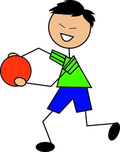 Dodgeball Clipart Image: A happy Asian boy playing dodge ball