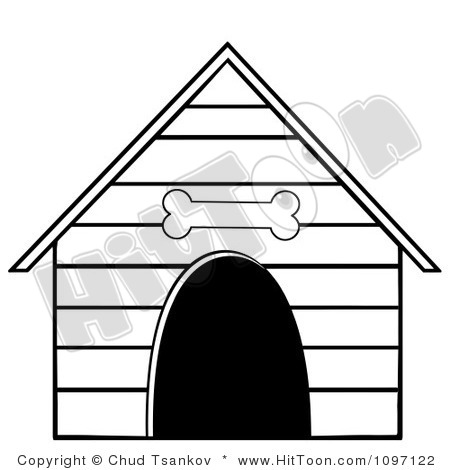 dog house clipart black and white