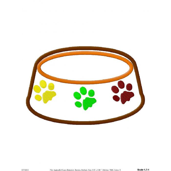 Dog Bowl Applique Design - Dog Bowl Clipart