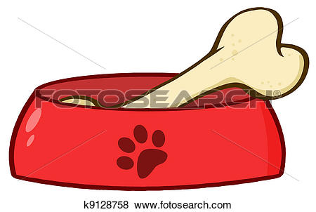 Dog Bowl With Big Bone - Dog Bowl Clipart