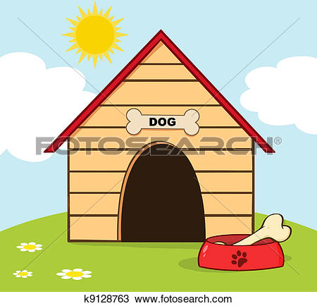 Dog House With Bowl On A Hill