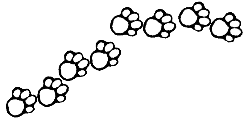 Two Dog Paw Prints in Silhoue