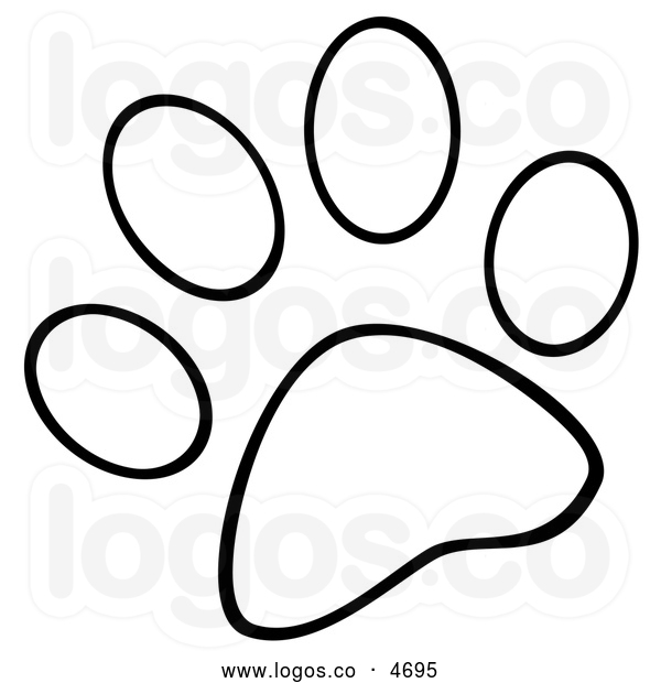Dog Paw Print Clip Art Black  - Paw Print Clip Art Black And White