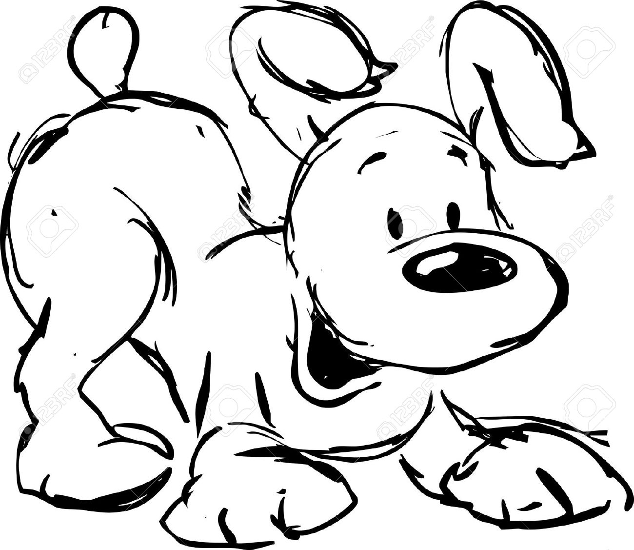 Dog Sketch Clipart Black And White. dog sketch: cute dog .