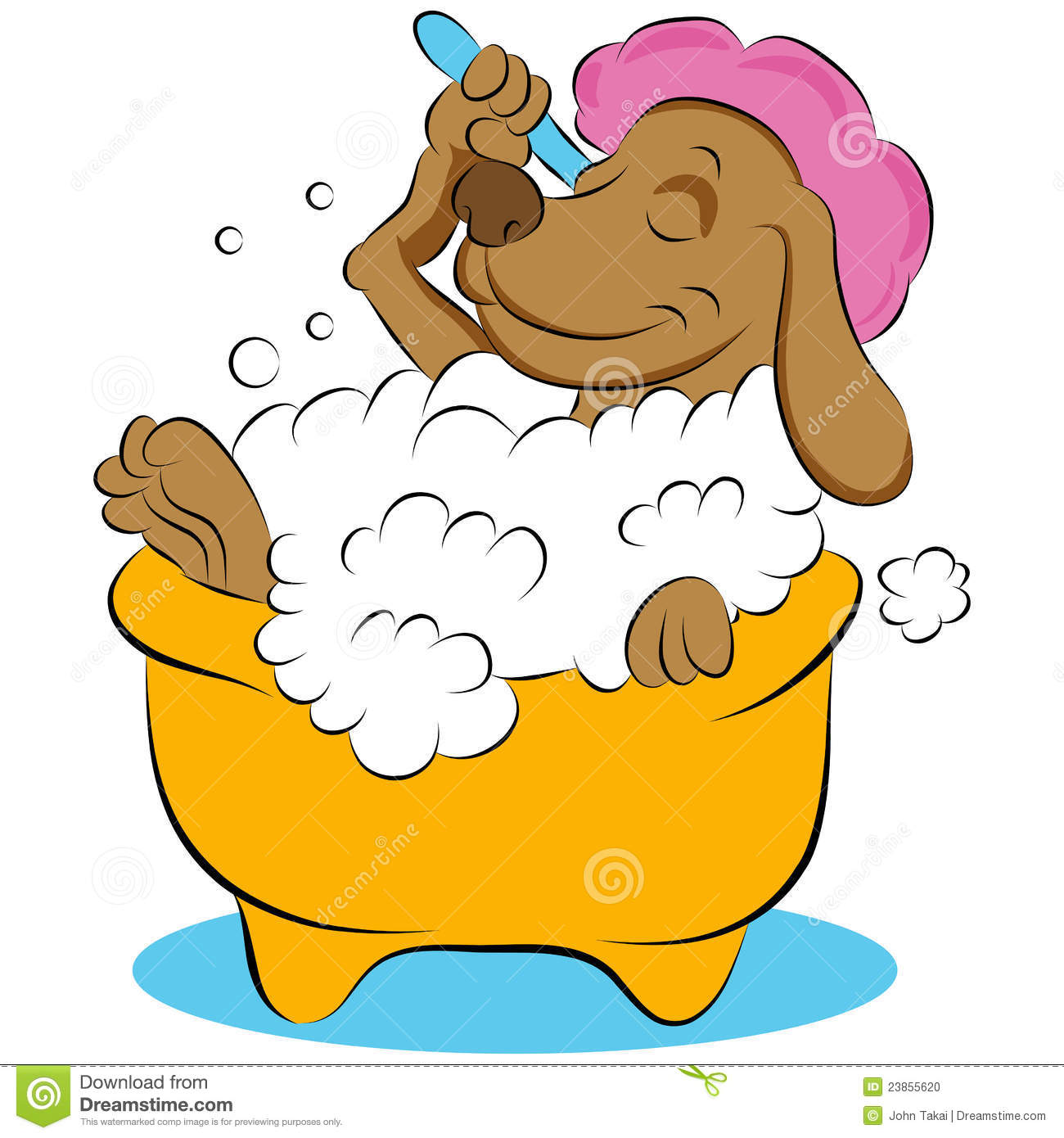Dog Taking a Bubble Bath Stock Photo
