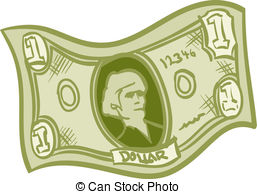 ... Dollar Bill - Fun Cartoon green one dollar bill. Dollar Bill Clip Artby ...