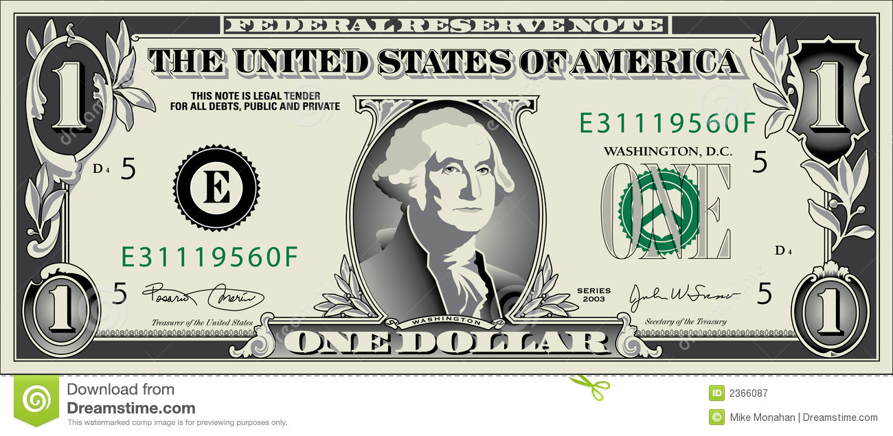 Dollar Jpg Royalty Free Stock - Clipart Dollar Bill