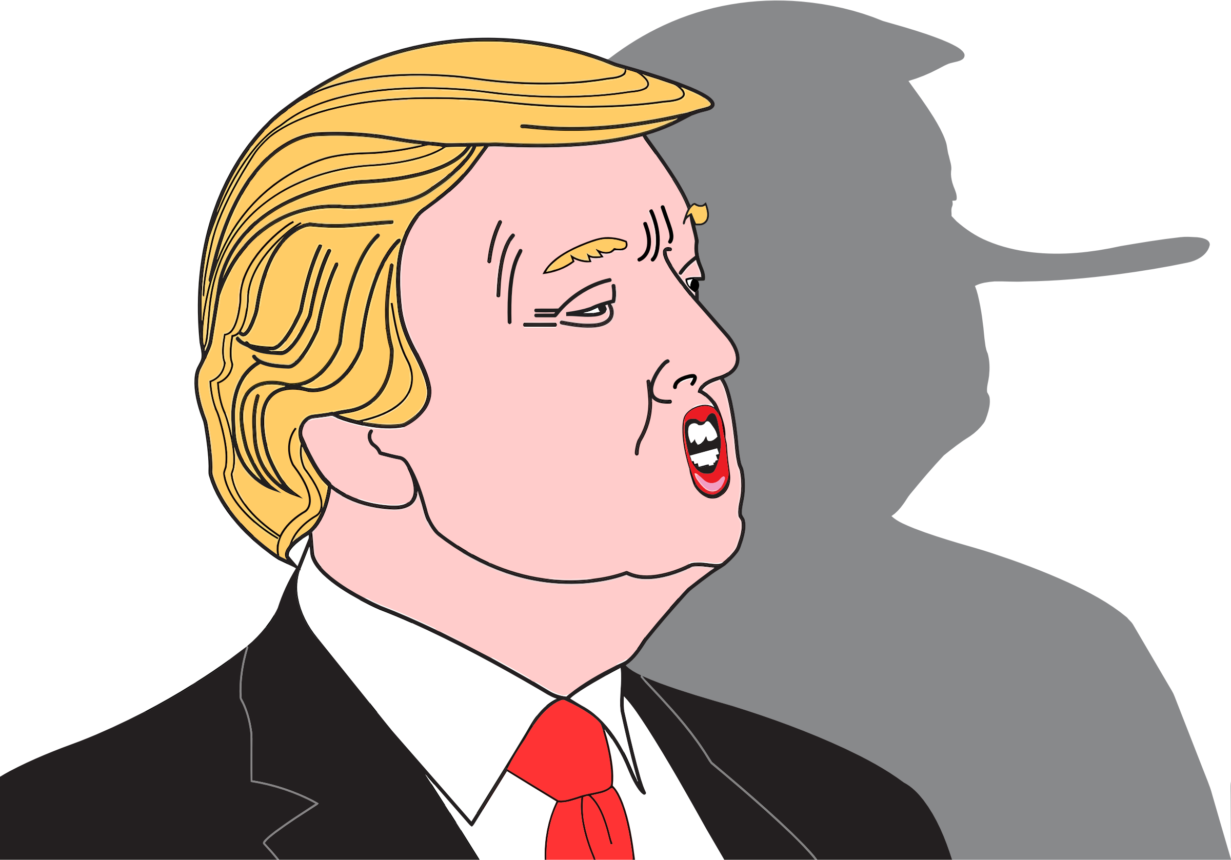 Donald Trump caricature looki