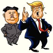 Vector Portrait Caricature; Donald Trump with Kim Jong-un Cartoon Vector.  April 26, 2017