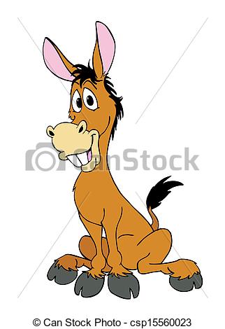 ... Fun cartoon donkey. Outli