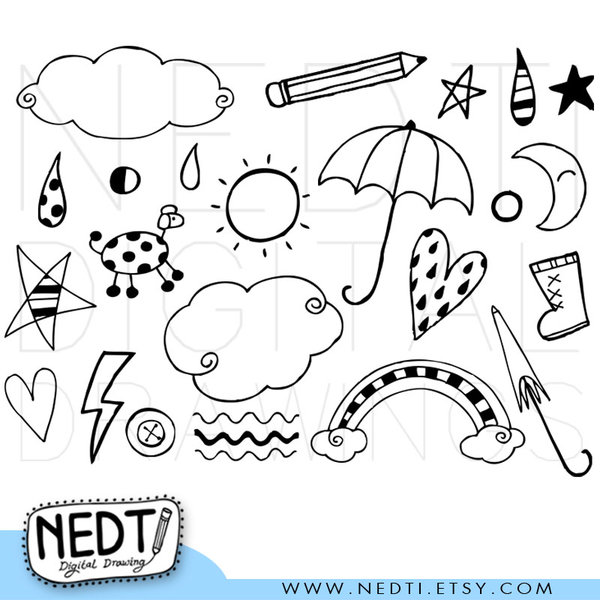 Doodle Flowers Clipart and Ve