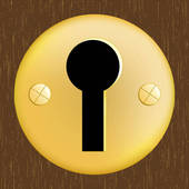 ... Door keyhole of golden metal