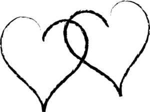 double heart clipart black and white