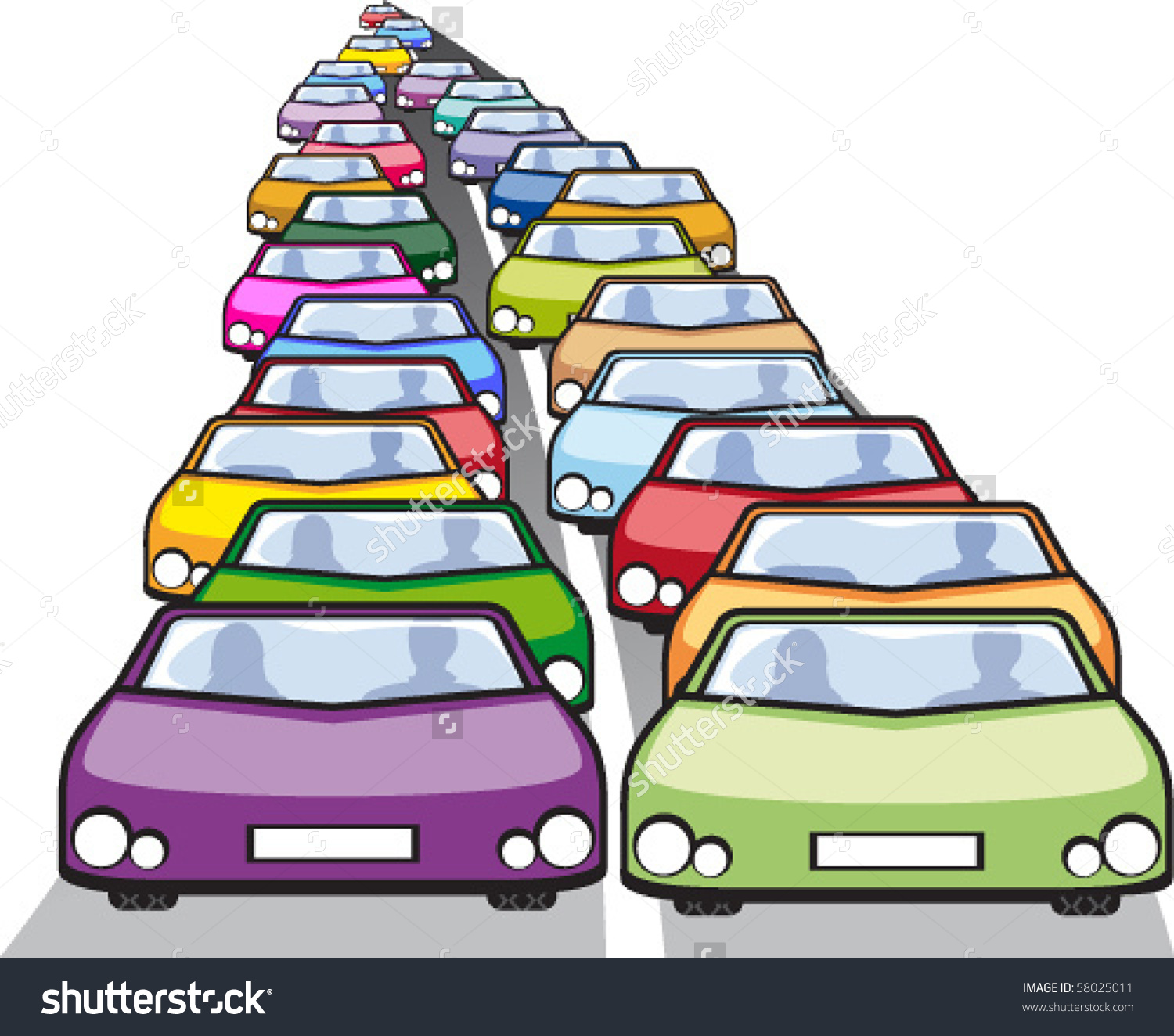 Double Row Of Cars In Traffic .