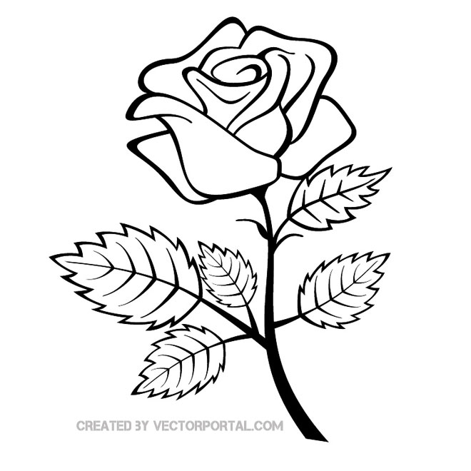 red rose outline clipart