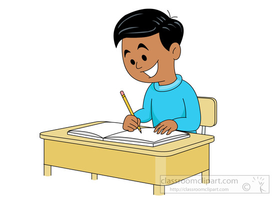 Download Student Sitting At Desk Writing In Notebook Clipart 59140