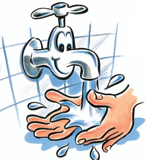Girl washing hands clipart - 