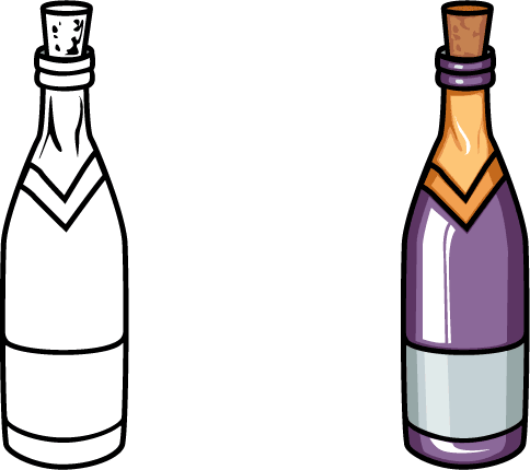 wine bottles and glasses, vec