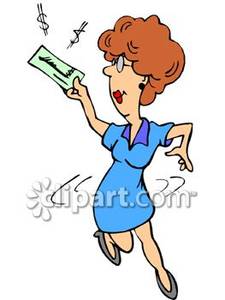 Download Woman With Paycheck Clipart