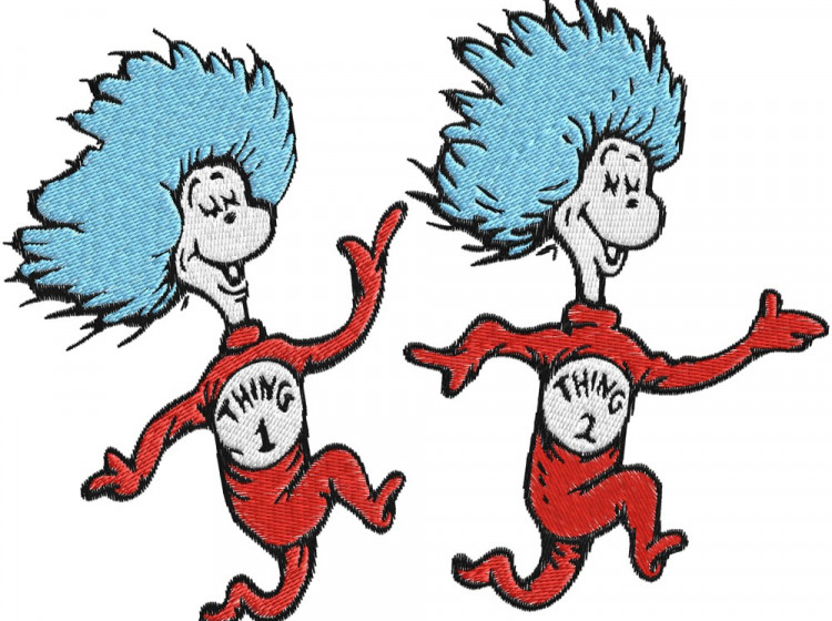 Dr.Seuss,cat in hat,thing 1,thing 2 Machine Embroidery Design
