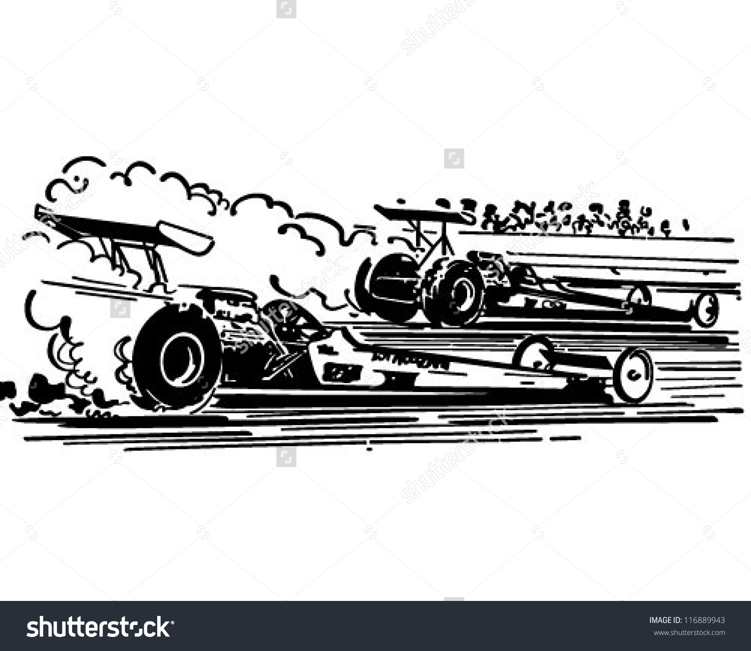 Drag Racing - Retro Clipart Illustration