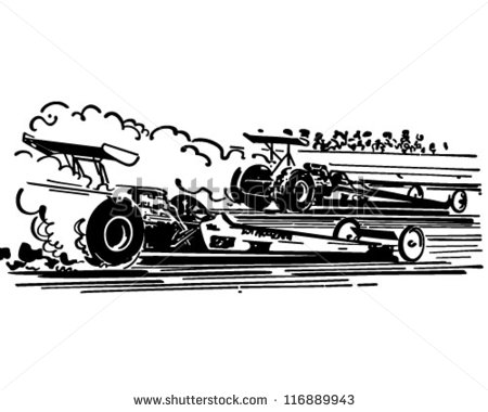 Drag Racing Retro Clipart Illustration Stock Vector