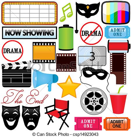 ... Drama, Entertainment, Film, movie - Theme of vector Icons :.