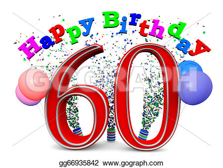 Drawing - Happy 60th birthday. Clipart Drawing gg66935842